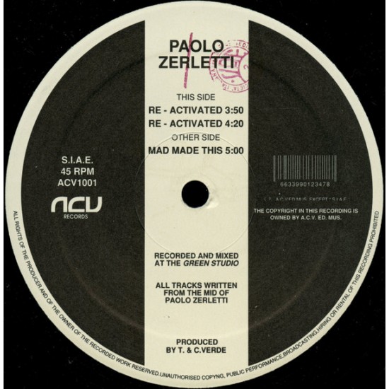 Paolo Zerletti ‎"Re - Activated" (12")