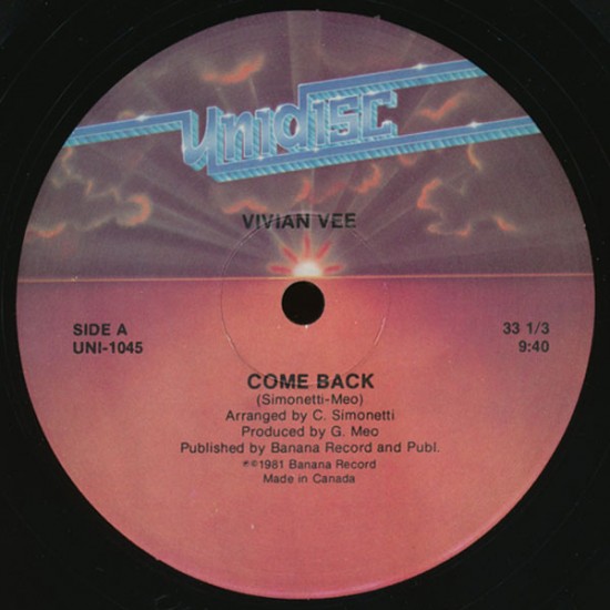 Vivian Vee "Come Back / Finally Alone" (12")