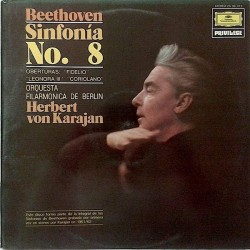 Beethoven - Orquesta Filarmónica de Berlín, Herbert von Karajan - Sinfonía No. 8 / Oberturas: Fidelio - Leonora Ill - Coriolano (LP) 
