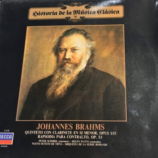 Johannes Brahms ‎"Quinteto Con Clarinete En Si Menor, Opus 115 / Rapsodia Para Contralto, Op. 53" (LP)