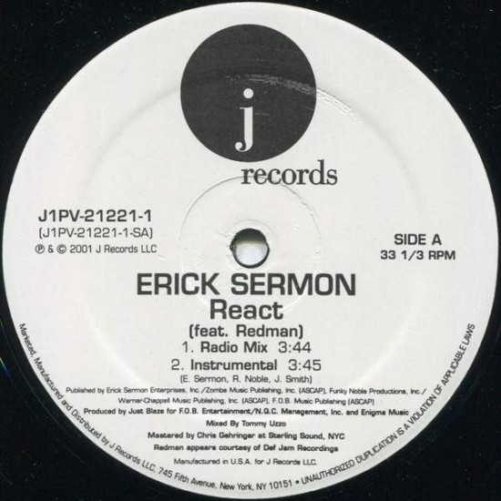 Erick Sermon Feat. Redman ‎"React" (12")