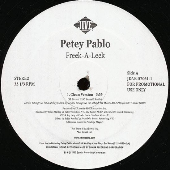 Petey Pablo ‎"Freek-A-Leek" (12")