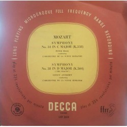 Mozart, Peter Maag, Ernest Ansermet, L'Orchestre De La Suisse Romande - Symphony Nº 34 In C Major (K.338) / Symphony Nº 38 In D Major (K.504) (LP) 