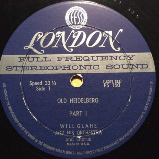 Will Glahe And His Orchestra And Chorus "Old Heidelberg" (LP)