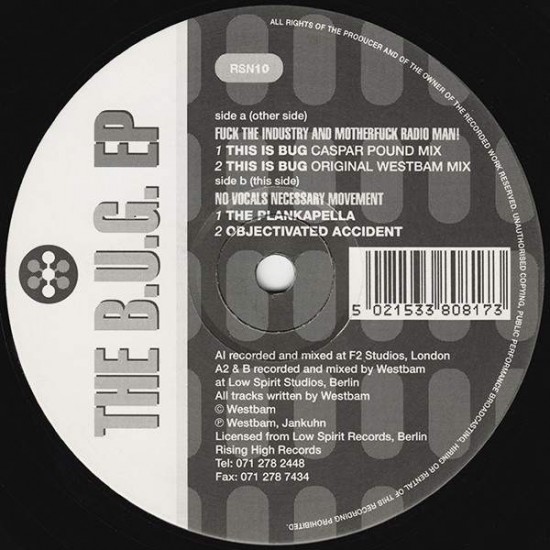 Fuck The Industry And Motherfuck Radio, Man! / No Vocals Necessary Movement ‎ "The B.U.G. EP" (12")