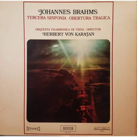 Johannes Brahms – Herbert von Karajan, Orquesta Filarmonica De Viena "Tercera Sinfonia · Obertura Tragica" (LP)