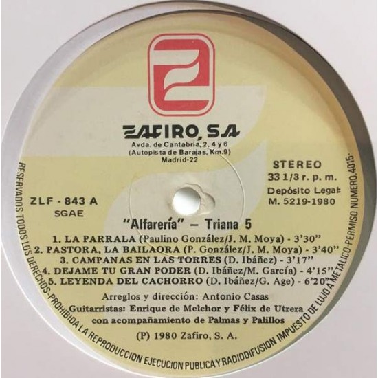 Triana 5 ‎"Alfareria" (LP)