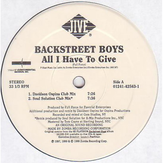 Backstreet Boys ‎"All I Have To Give" (12") 