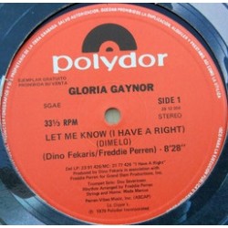 Gloria Gaynor - Let Me Know (I Have A Right) = Dimelo (12") 