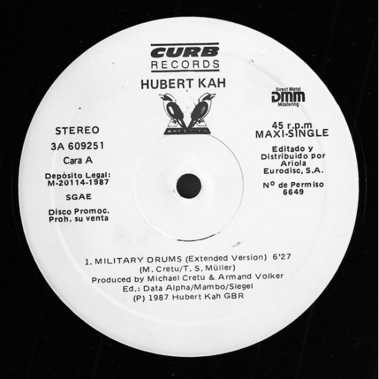 Hubert Kah ‎"Military Drums" (12") 