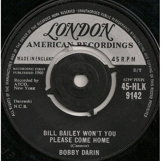 Bobby Darin ‎"Bill Bailey Won't You Please Come Home" (7") 