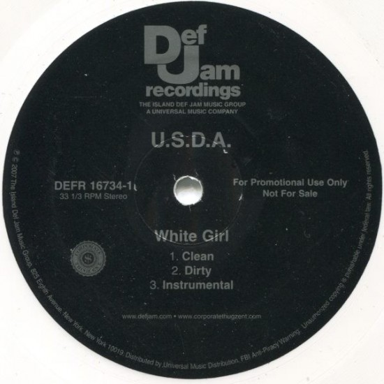 U.S.D.A. ‎White Girl" (12" - VINILO BLANCO) 