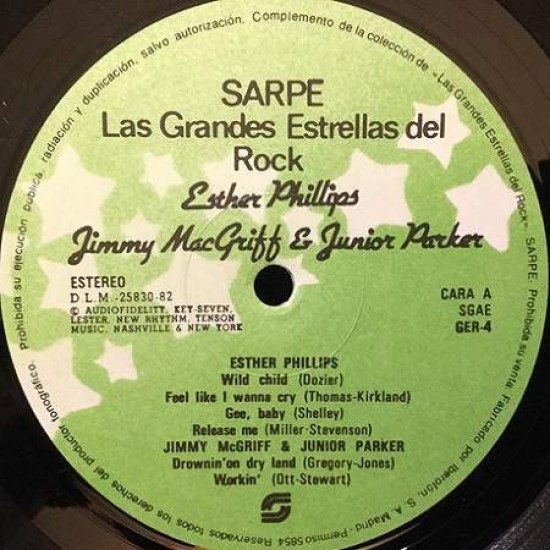 Esther Phillips, Jimmy McGriff & Little Junior Parker, Sonny Boy Williamson, Ike & Tina Turner, Blues Image ‎"Las Grandes Estrellas Del Rock" (LP) 