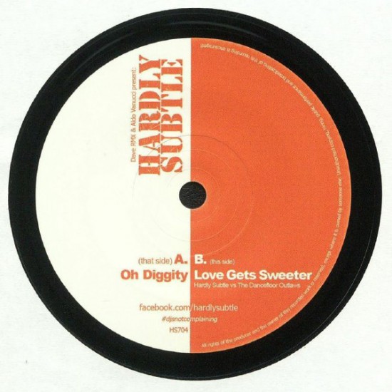 Dave RMX & Aldo Vanucci Present Hardly Subtle ‎"Oh Diggity" (7") 