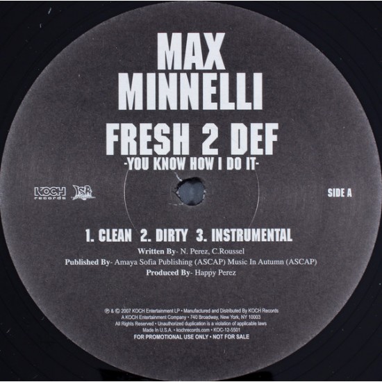 Max Minnelli ‎"Fresh 2 Def / Beat It Up" (12") 