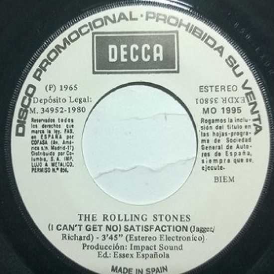 The Rolling Stones "(I Can't Get No) Satisfaction / Little By Little" (7")