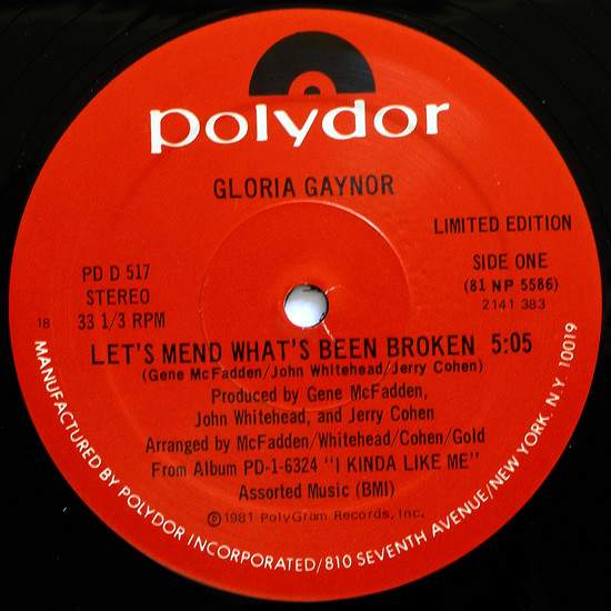 Gloria Gaynor ‎"Let's Mend What's Been Broken" (12") 