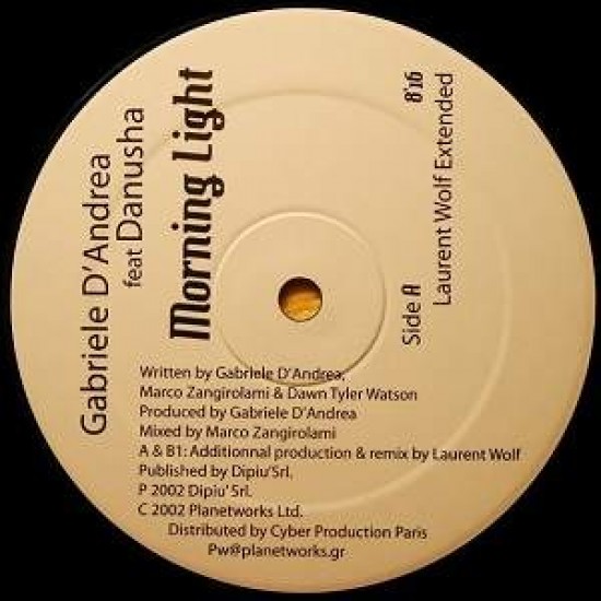 Gabriele D'Andrea Feat Danusha "Morning Light" (12")