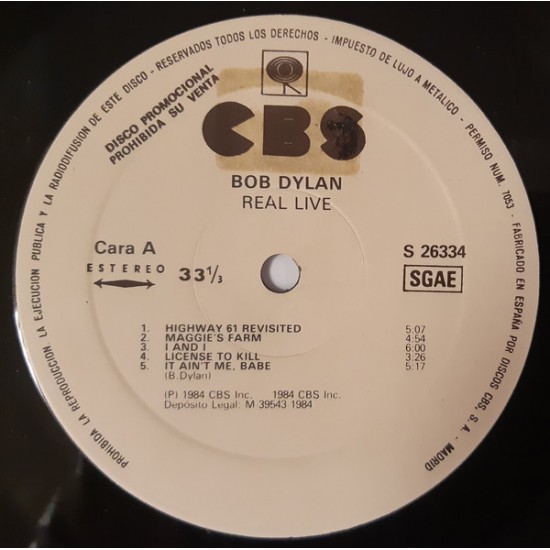 Bob Dylan ‎"Real Live" (LP) 