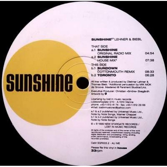 Lehner & Biebl "Sunshine" (12")