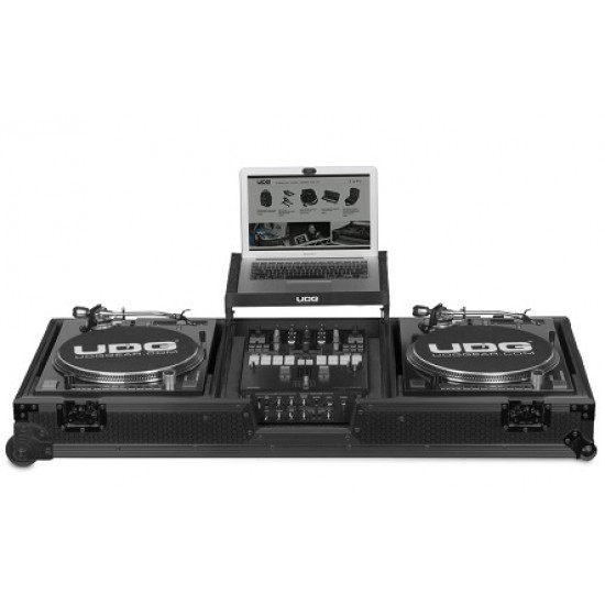 UDG Ultimate Flight Case Set Multi Format Turntable Battle & 10"/12" Mixer Black Plus (Bandeja para Portátil + Ruedas)