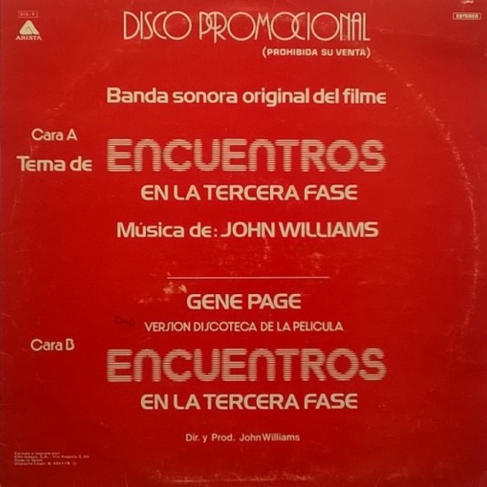 John Williams / Gene Page ‎"Encuentros En La Tercera Fase" (12")