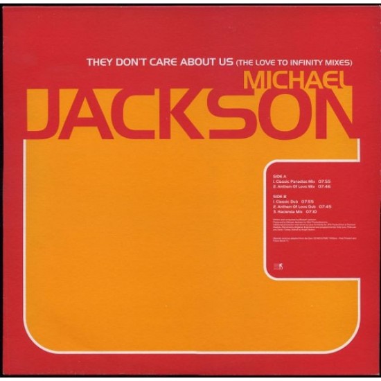 Michael Jackson ‎- They Don't Care About Us (The Love To Infinity Mixes) (12" - Promo)
