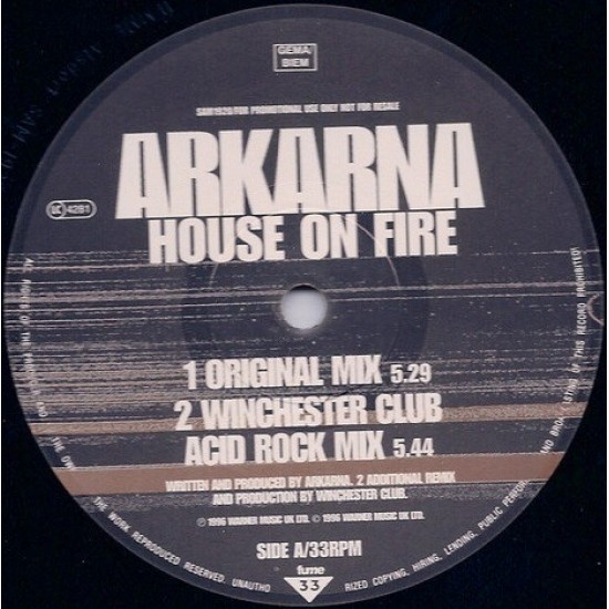 Arkarna "House On Fire" (12")
