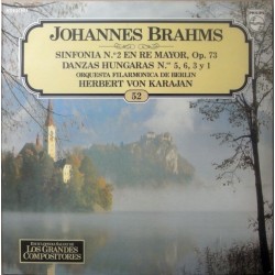 Johannes Brahms, Orquesta Filarmónica De Berlín, Herbert von Karajan - Sinfonía No. 2 En Re Mayor, Op. 73 - Danzas Húngaras Nos. 5, 6, 3 y 1 (LP) 