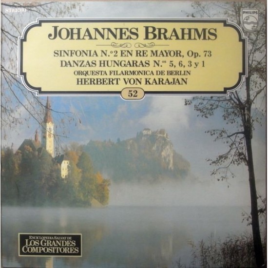 Johannes Brahms, Orquesta Filarmónica De Berlín, Herbert von Karajan ‎"Sinfonía No. 2 En Re Mayor, Op. 73 - Danzas Húngaras Nos. 5, 6, 3 y 1" (LP)