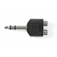 Conector Adaptador ABS 2 x RCA hembra - jack estéreo macho Negro