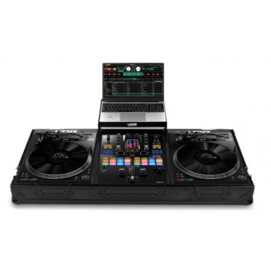 UDG Ultimate Flight Case Set Pioneer DJ PLX-CRSS12 & 10"/12" Mixer Black Plus (Laptop Shelf + Wheels)