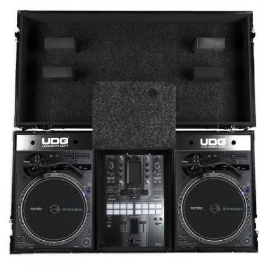 UDG Ultimate Flight Case Set Pioneer DJ PLX-CRSS12 & 10"/12" Mixer Black Plus (Laptop Shelf + Wheels)