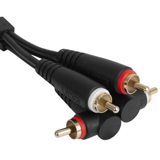 Cable UDG Ultimate (2xRCA recto - 2xRCA ángulo) Negro 3m 