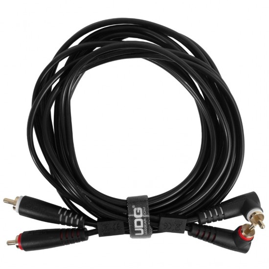 Cable UDG Ultimate (2xRCA recto - 2xRCA ángulo) Negro 3m 