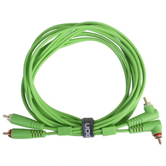 Cable UDG Ultimate (2xRCA recto - 2xRCA ángulo) Verde 3m