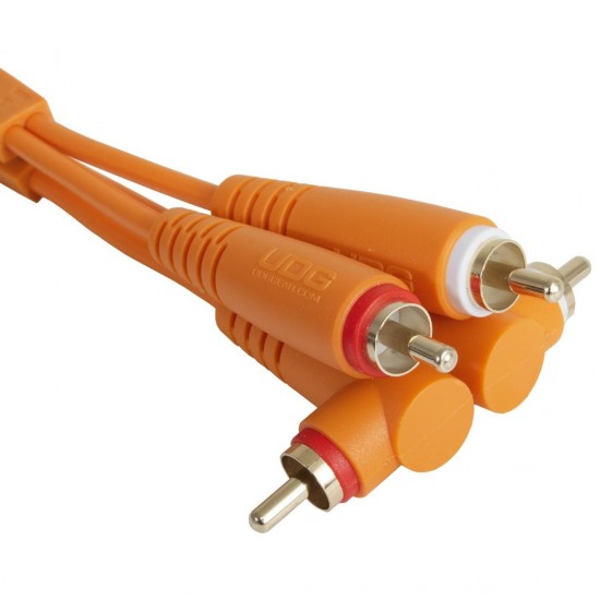 Cable UDG Ultimate (2xRCA recto - 2xRCA ángulo) Naranja 3m