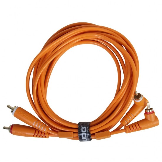 Cable UDG Ultimate (2xRCA recto - 2xRCA ángulo) Naranja 3m