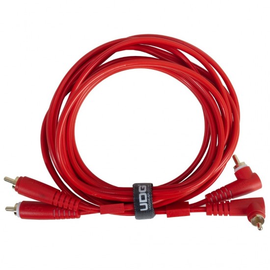 Cable UDG Ultimate (2xRCA recto - 2xRCA ángulo) Rojo 3m