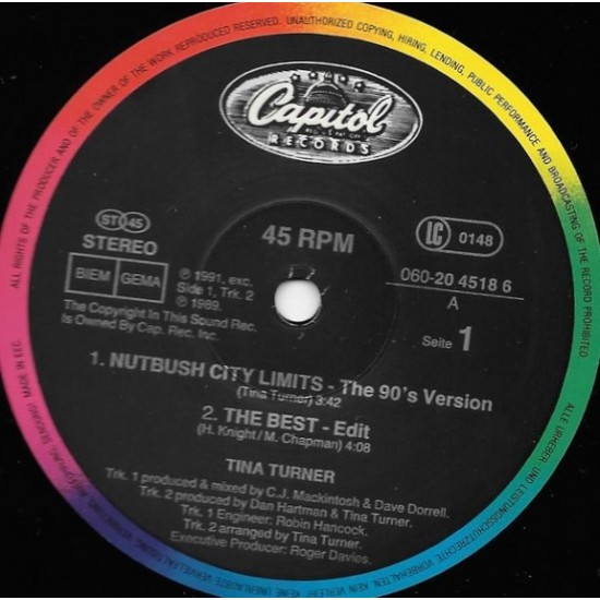 Tina Turner ‎"Nutbush City Limits (The 90's Version)" (12")
