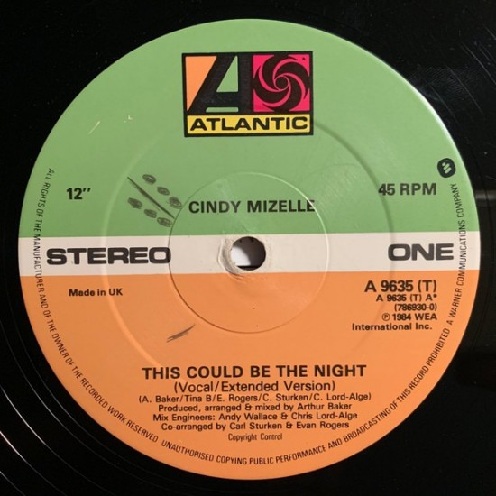 Cindy Mizelle ‎"This Could Be The Night" (12")