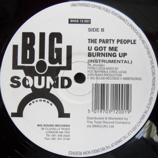 The Party People ‎"U Got Me Burning Up" (12")