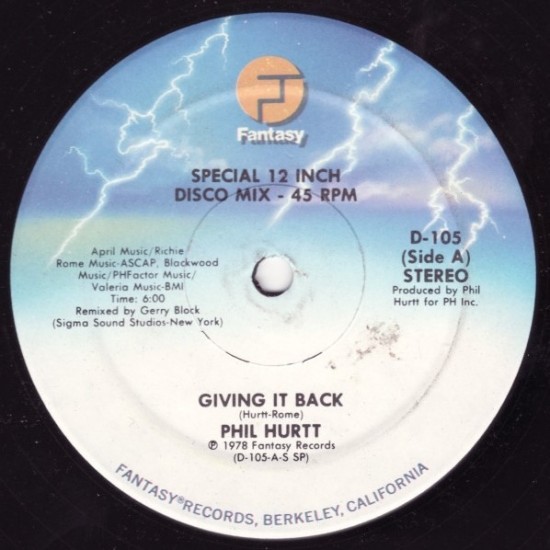 Phil Hurtt ‎"Giving It Back" (12")