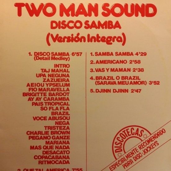 Two Man Sound "Disco Samba (Versión Integra)" (LP)