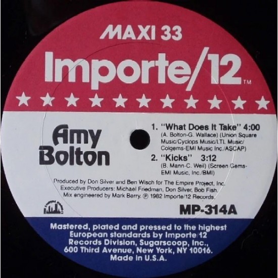 Amy Bolton ‎"What Does It Take / Kicks" (12")