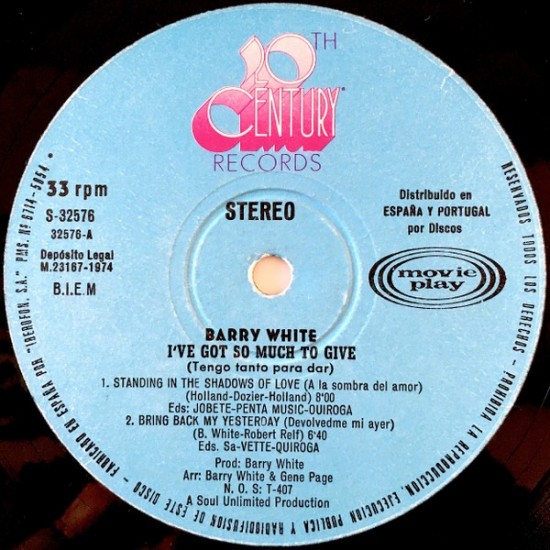 Barry White ‎"I've Got So Much To Give (Tengo Tanto Para Dar)" (LP)