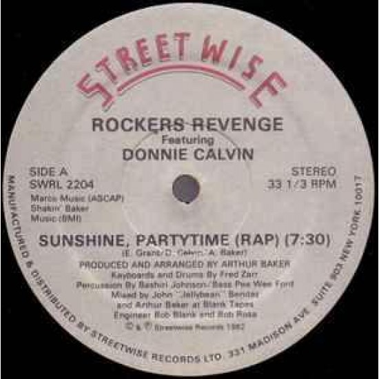 Rockers Revenge Featuring Donnie Calvin ‎"Sunshine Partytime" (12")