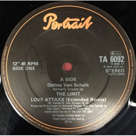 Oattes Van Schaik Formerly Known As The Limit "Love Attaxx (Extended Remix)" (12")
