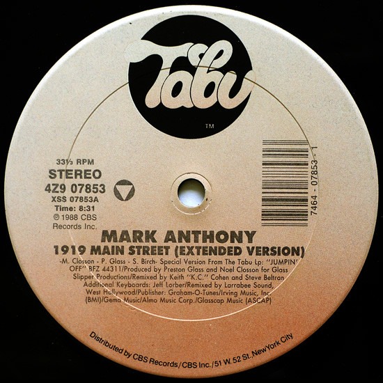 Mark Anthony ‎"1919 Main Street" (12")