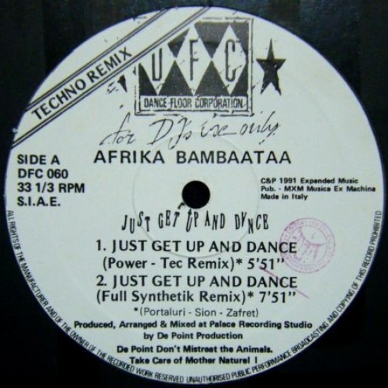 Afrika Bambaataa "Just Get Up And Dance (Techno Remix)" (12" - Promo)